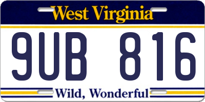 WV license plate 9UB816