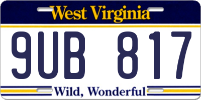 WV license plate 9UB817
