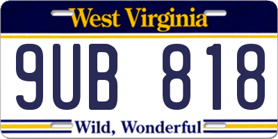 WV license plate 9UB818