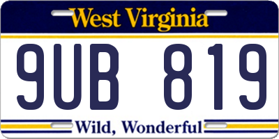WV license plate 9UB819