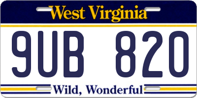WV license plate 9UB820