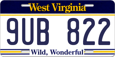 WV license plate 9UB822