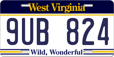 WV license plate 9UB824