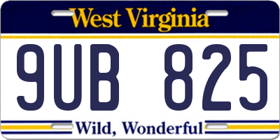 WV license plate 9UB825