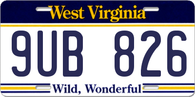 WV license plate 9UB826