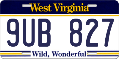 WV license plate 9UB827