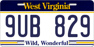WV license plate 9UB829