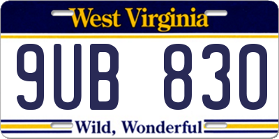 WV license plate 9UB830