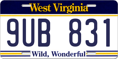 WV license plate 9UB831