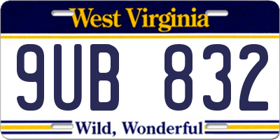 WV license plate 9UB832