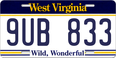WV license plate 9UB833