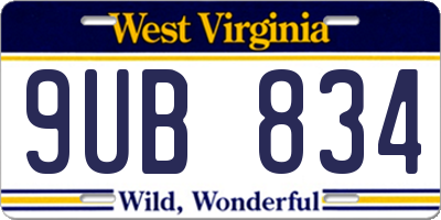 WV license plate 9UB834