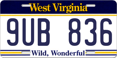 WV license plate 9UB836