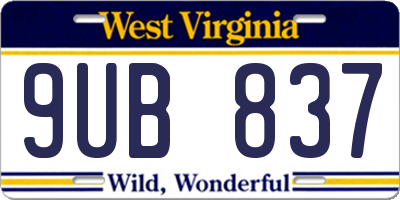 WV license plate 9UB837