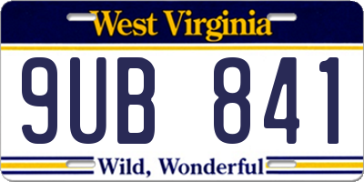 WV license plate 9UB841