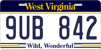 WV license plate 9UB842