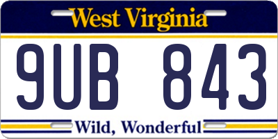 WV license plate 9UB843
