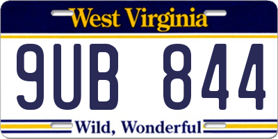 WV license plate 9UB844
