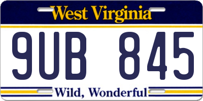WV license plate 9UB845