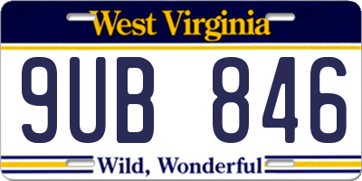 WV license plate 9UB846