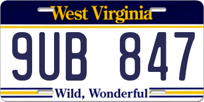 WV license plate 9UB847