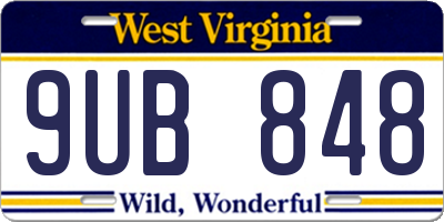 WV license plate 9UB848