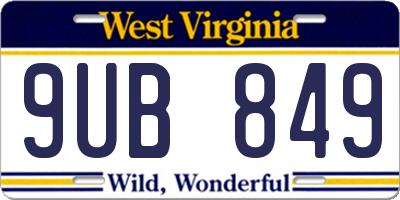 WV license plate 9UB849