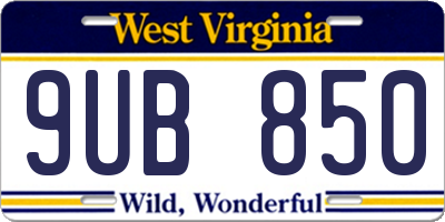 WV license plate 9UB850