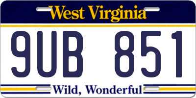 WV license plate 9UB851