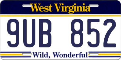 WV license plate 9UB852