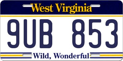 WV license plate 9UB853