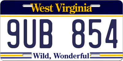 WV license plate 9UB854