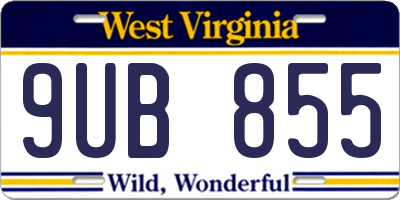 WV license plate 9UB855