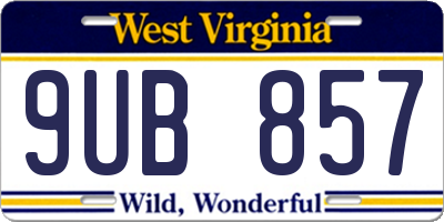 WV license plate 9UB857