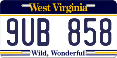 WV license plate 9UB858