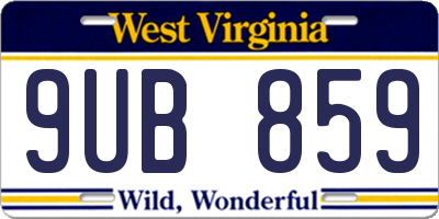 WV license plate 9UB859