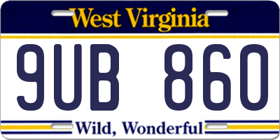 WV license plate 9UB860