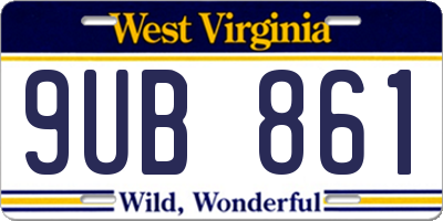 WV license plate 9UB861