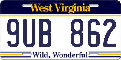 WV license plate 9UB862