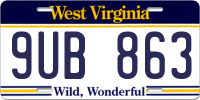 WV license plate 9UB863