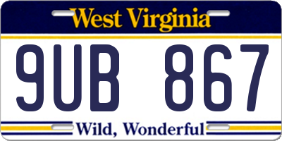 WV license plate 9UB867