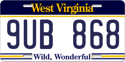 WV license plate 9UB868