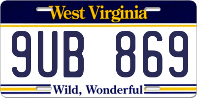 WV license plate 9UB869