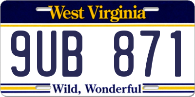 WV license plate 9UB871