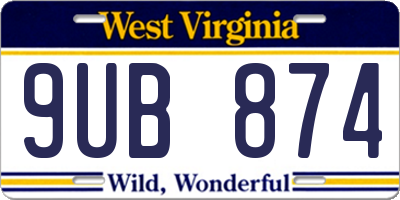 WV license plate 9UB874