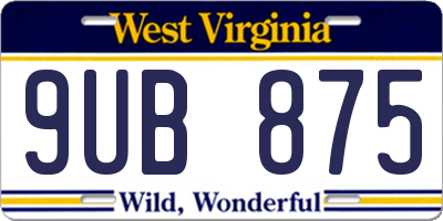 WV license plate 9UB875