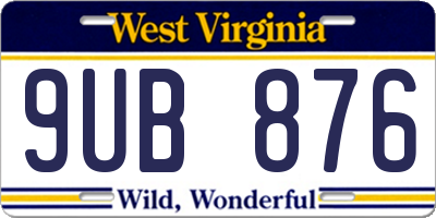 WV license plate 9UB876