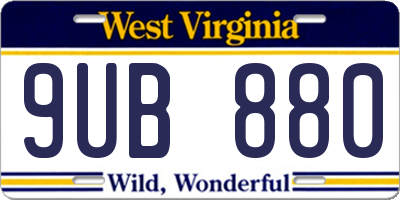 WV license plate 9UB880