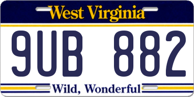 WV license plate 9UB882