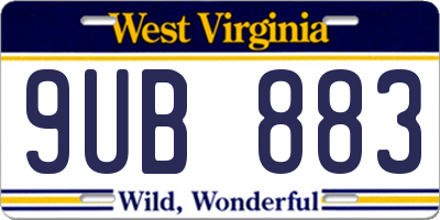 WV license plate 9UB883